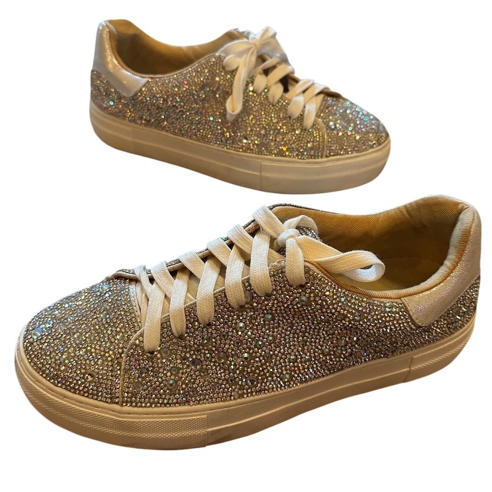 Betsey Johnson Silver Rhinestone Sneakers Women's 9